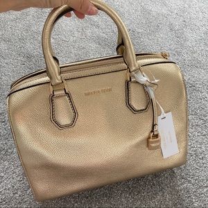 Michael Kors mercer boston satchel bag NWT crossbody gold medium